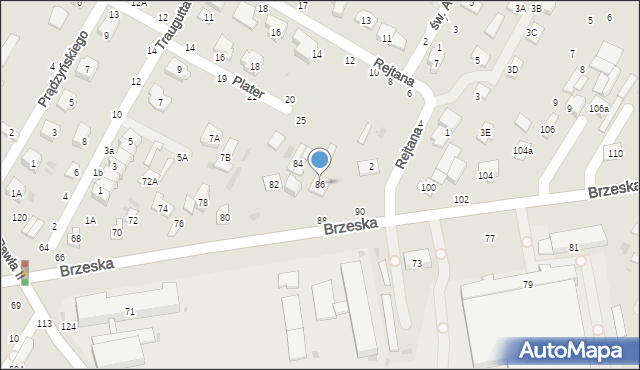 Biała Podlaska, Brzeska, 86, mapa Białej Podlaskiej