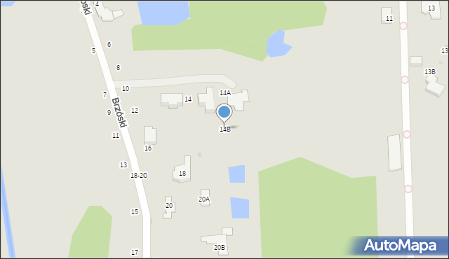 Biała Podlaska, Brzóski Stanisława, ks., 14B, mapa Białej Podlaskiej