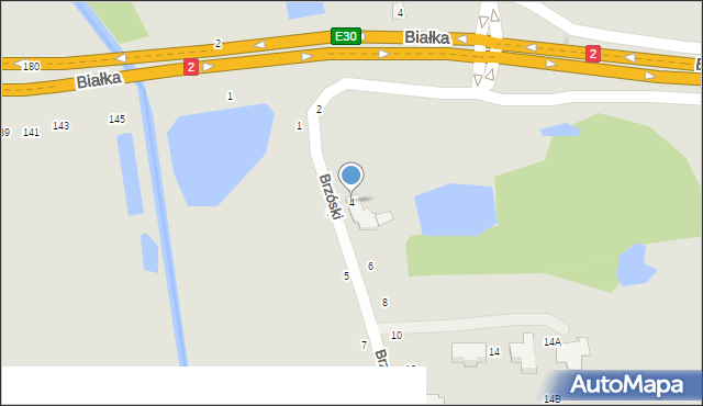 Biała Podlaska, Brzóski Stanisława, ks., 4, mapa Białej Podlaskiej