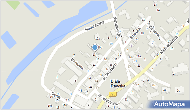 Biała Rawska, Brukowa, 13A, mapa Biała Rawska