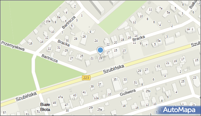 Białe Błota, Bracka, 19, mapa Białe Błota