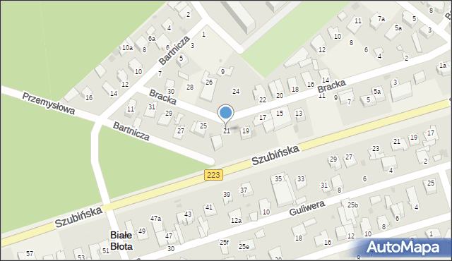 Białe Błota, Bracka, 21, mapa Białe Błota