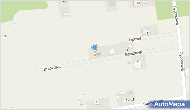 Biały Bór, Brzozowa, 8, mapa Biały Bór