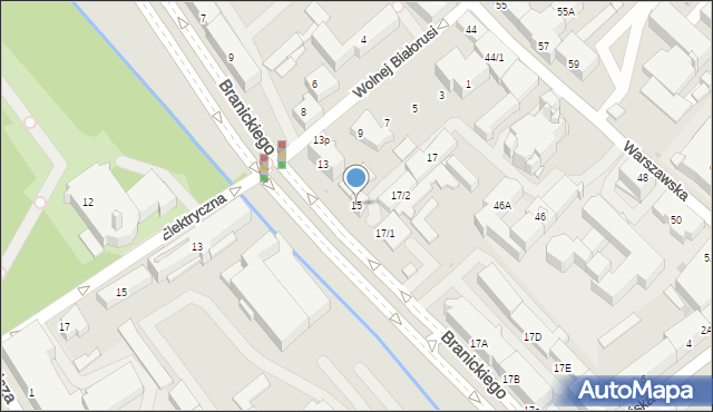 Białystok, Branickiego Jana Klemensa, 15, mapa Białegostoku