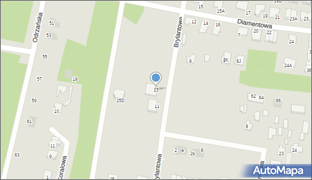 Białystok, Brylantowa, 13, mapa Białegostoku