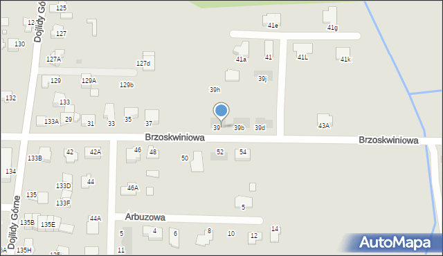 Białystok, Brzoskwiniowa, 39a, mapa Białegostoku