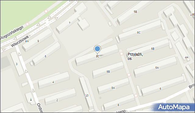 Białystok, Broniewskiego Władysława, 8C, mapa Białegostoku