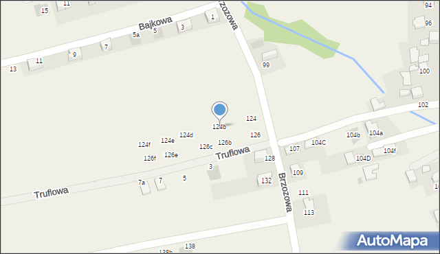 Bibice, Brzozowa, 124b, mapa Bibice