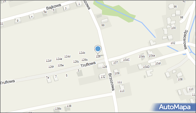 Bibice, Brzozowa, 126, mapa Bibice