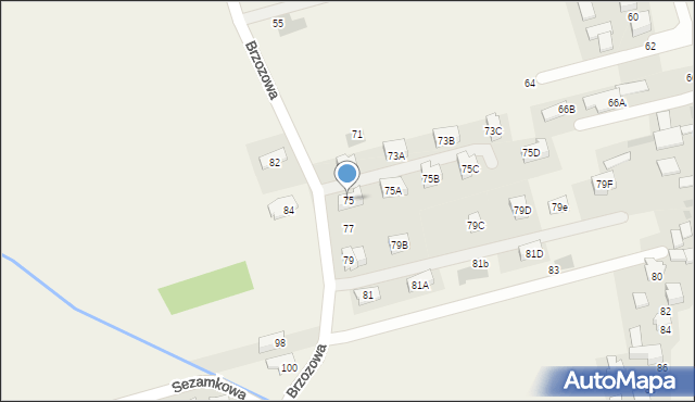 Bibice, Brzozowa, 75, mapa Bibice
