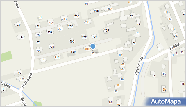 Bibice, Brzozowa, 83, mapa Bibice