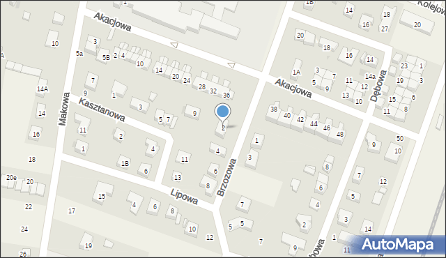 Bielany Wrocławskie, Brzozowa, 2, mapa Bielany Wrocławskie