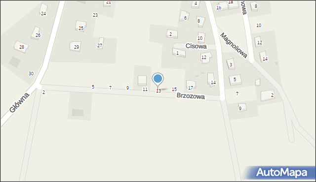 Bielawa, Brzozowa, 13, mapa Bielawa