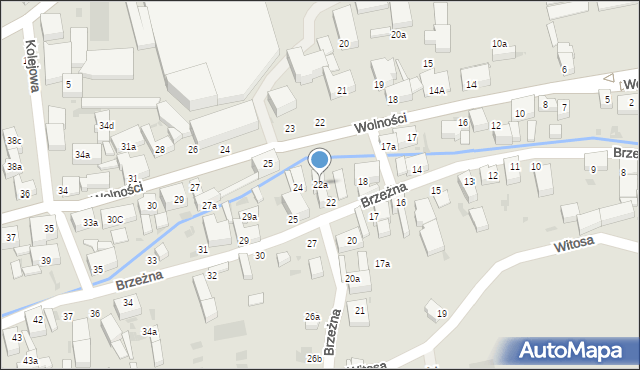Bielawa, Brzeżna, 22a, mapa Bielawa
