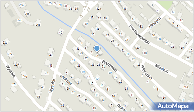 Bielawa, Brzozowa, 2, mapa Bielawa