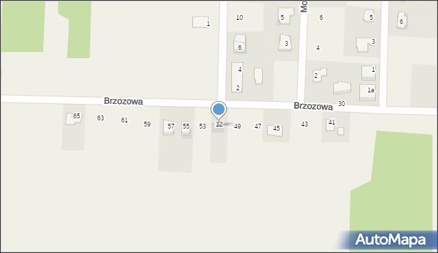 Bieleckie Młyny, Brzozowa, 51, mapa Bieleckie Młyny