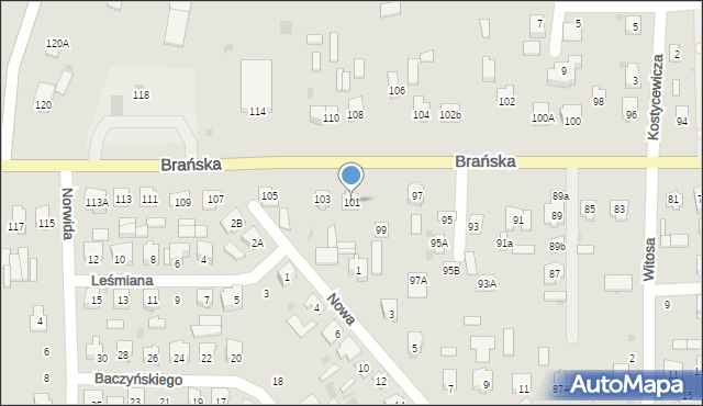 Bielsk Podlaski, Brańska, 101, mapa Bielsk Podlaski