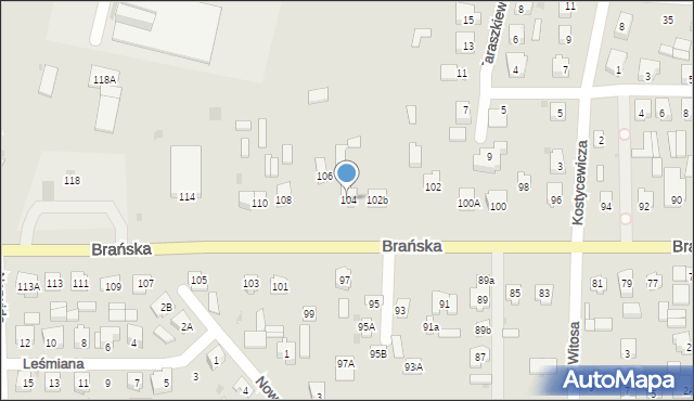 Bielsk Podlaski, Brańska, 104, mapa Bielsk Podlaski