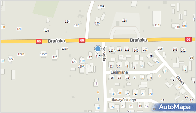 Bielsk Podlaski, Brańska, 115, mapa Bielsk Podlaski