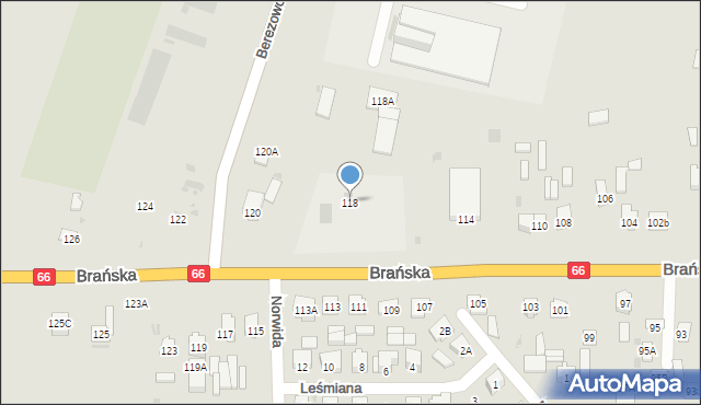 Bielsk Podlaski, Brańska, 118, mapa Bielsk Podlaski