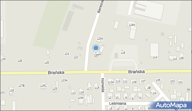 Bielsk Podlaski, Brańska, 120, mapa Bielsk Podlaski