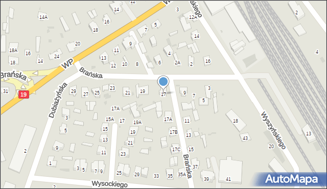 Bielsk Podlaski, Brańska, 17, mapa Bielsk Podlaski