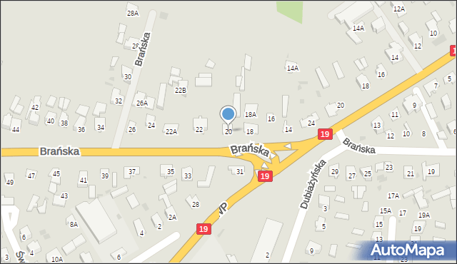 Bielsk Podlaski, Brańska, 20, mapa Bielsk Podlaski