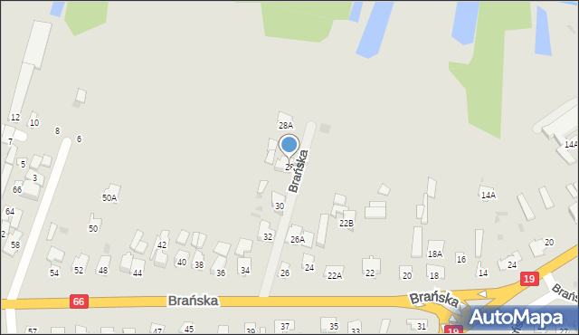 Bielsk Podlaski, Brańska, 28, mapa Bielsk Podlaski