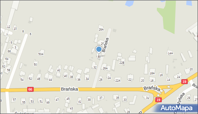 Bielsk Podlaski, Brańska, 30, mapa Bielsk Podlaski