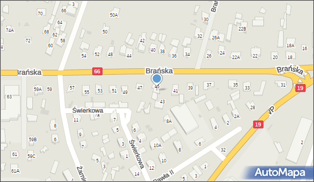 Bielsk Podlaski, Brańska, 45A, mapa Bielsk Podlaski