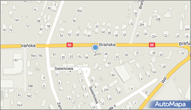 Bielsk Podlaski, Brańska, 47, mapa Bielsk Podlaski