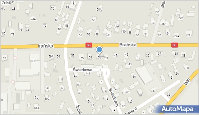 Bielsk Podlaski, Brańska, 51, mapa Bielsk Podlaski