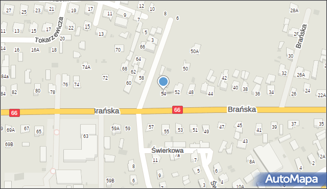 Bielsk Podlaski, Brańska, 54, mapa Bielsk Podlaski