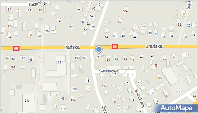 Bielsk Podlaski, Brańska, 57, mapa Bielsk Podlaski