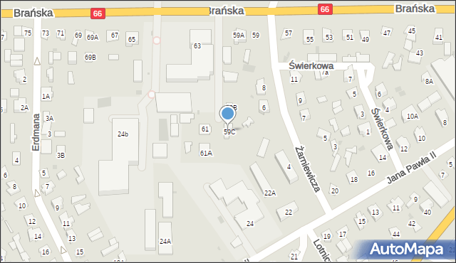 Bielsk Podlaski, Brańska, 59C, mapa Bielsk Podlaski