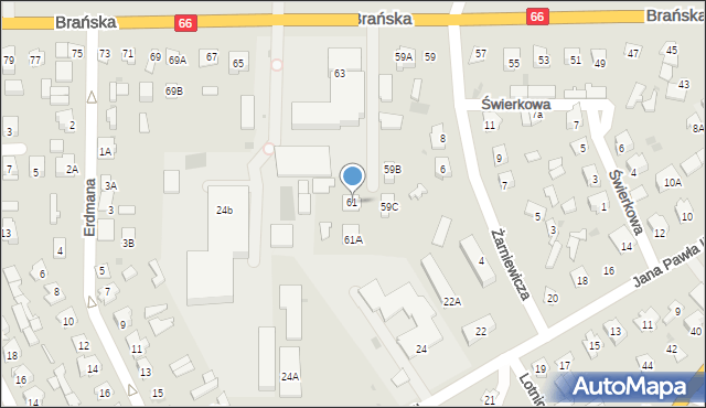 Bielsk Podlaski, Brańska, 61, mapa Bielsk Podlaski