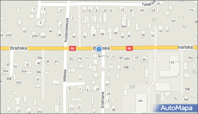 Bielsk Podlaski, Brańska, 75, mapa Bielsk Podlaski