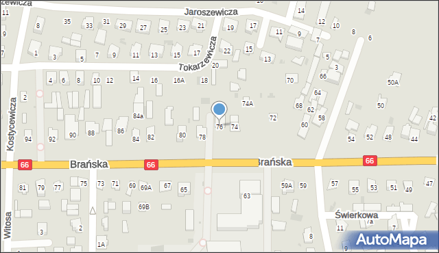 Bielsk Podlaski, Brańska, 76, mapa Bielsk Podlaski