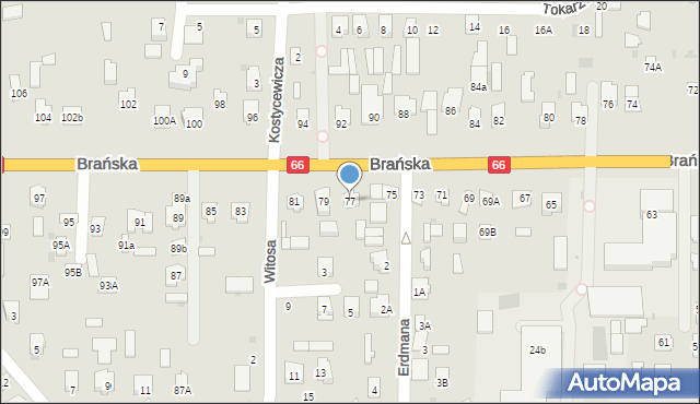 Bielsk Podlaski, Brańska, 77, mapa Bielsk Podlaski