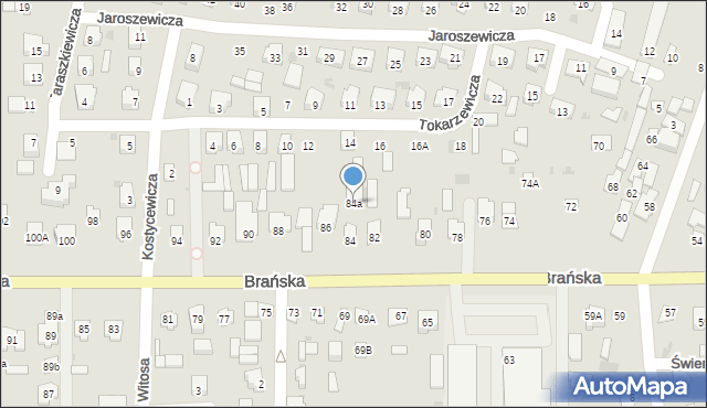 Bielsk Podlaski, Brańska, 84a, mapa Bielsk Podlaski