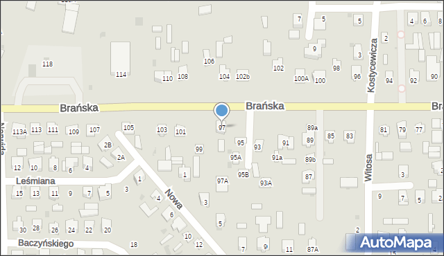 Bielsk Podlaski, Brańska, 97, mapa Bielsk Podlaski