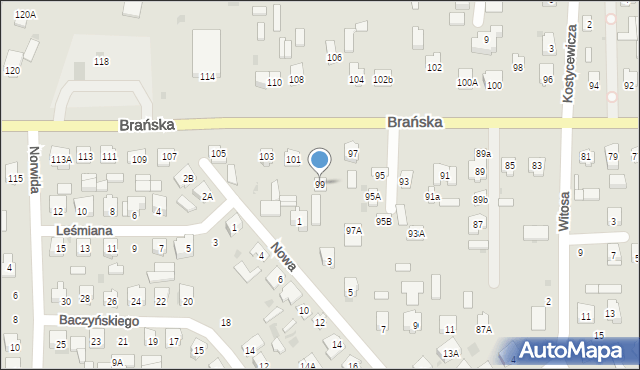Bielsk Podlaski, Brańska, 99, mapa Bielsk Podlaski
