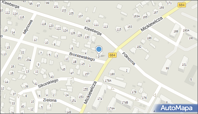 Bielsk Podlaski, Broniewskiego Władysława, 2, mapa Bielsk Podlaski