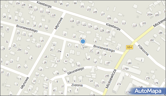 Bielsk Podlaski, Broniewskiego Władysława, 3, mapa Bielsk Podlaski