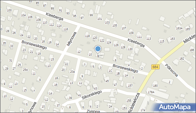Bielsk Podlaski, Broniewskiego Władysława, 8, mapa Bielsk Podlaski