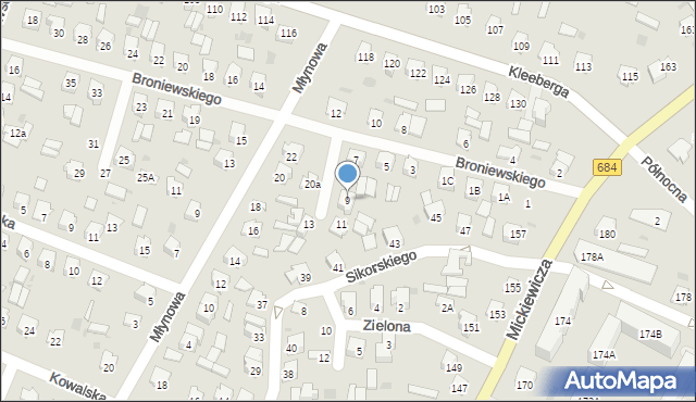 Bielsk Podlaski, Broniewskiego Władysława, 9, mapa Bielsk Podlaski
