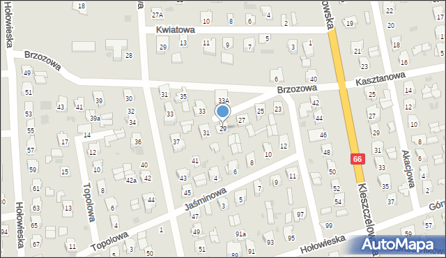 Bielsk Podlaski, Brzozowa, 29, mapa Bielsk Podlaski
