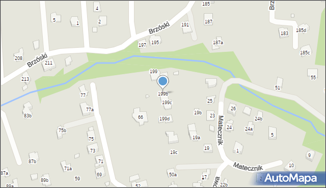 Bielsko-Biała, Brzóski Stanisława, ks., 199b, mapa Bielsko-Białej