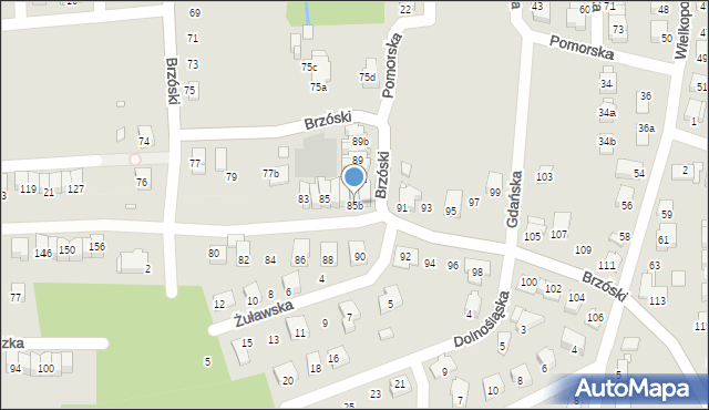 Bielsko-Biała, Brzóski Stanisława, ks., 85b, mapa Bielsko-Białej