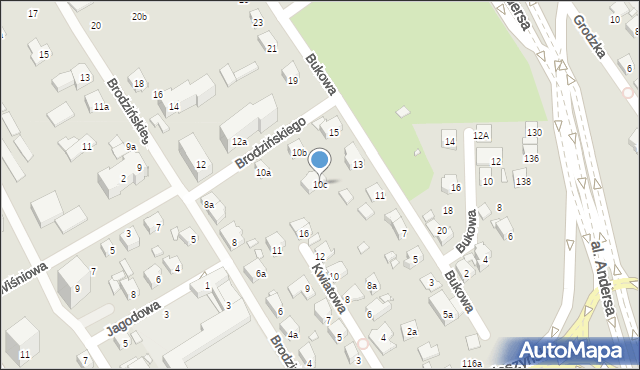 Bielsko-Biała, Brodzińskiego Kazimierza, 10c, mapa Bielsko-Białej